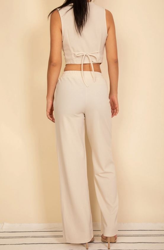 Button Vest With Wide Leg Pants