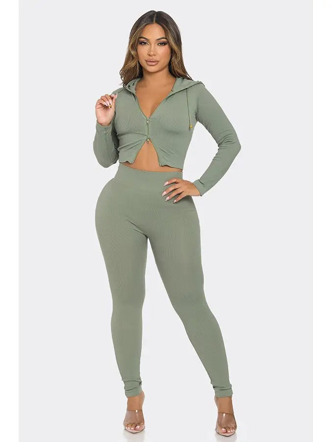 Long Sleeve Hoodie 2 Piece Set